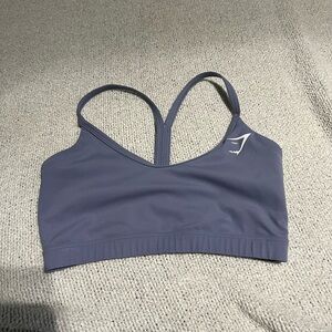 GymShark V Neck Sports Bra, Blue, Small
